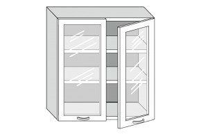 19.80.4  Кира Шкаф настенный с двумя стекл. дверцами h 913 в Нягани - nyagan.mebel-e96.ru | фото