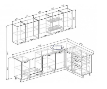 Угловой кухонный гарнитур Муссон 2600х1600 мм в Нягани - nyagan.mebel-e96.ru