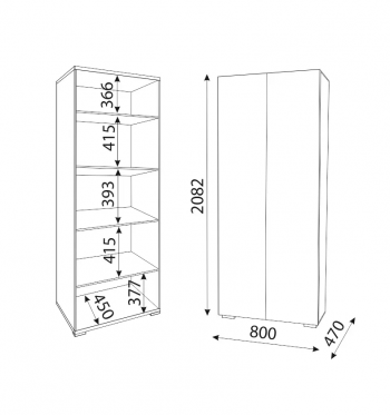 Шкаф 800 мм Осло (ручка брусок) полки (Риннер) в Нягани - nyagan.mebel-e96.ru