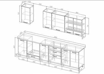 Кухонный гарнитур Санторини 2800 мм, Стол. 26 мм в Нягани - nyagan.mebel-e96.ru