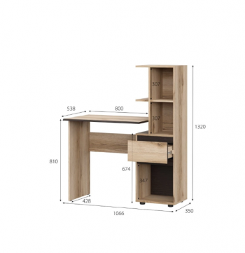 Стол письменный с надстройкой Берген (МИ) в Нягани - nyagan.mebel-e96.ru