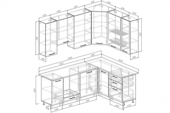 Угловой кухонный гарнитур Руанда 2200*1600 мм Sanvut в Нягани - nyagan.mebel-e96.ru