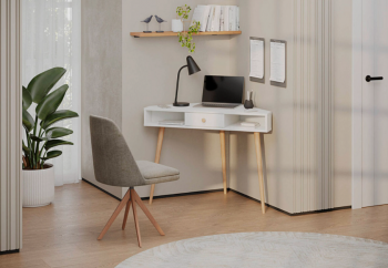 Стол письменный угловой, арт.6-01104, белый(ГК) в Нягани - nyagan.mebel-e96.ru