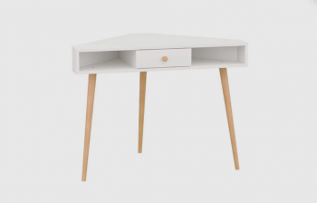 Стол письменный угловой, арт.6-01104, белый(ГК) в Нягани - nyagan.mebel-e96.ru