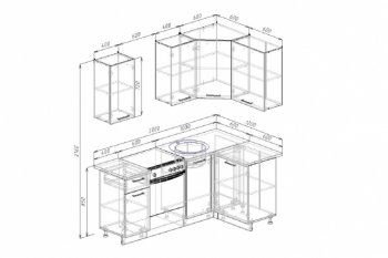 Угловой кухонный гарнитур Антрацит 2000х1200 мм в Нягани - nyagan.mebel-e96.ru