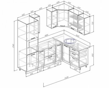 Угловой кухонный гарнитур Жемчуг 2400х1600 мм в Нягани - nyagan.mebel-e96.ru