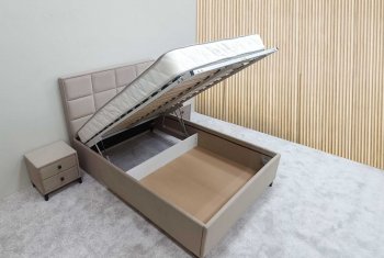 Кровать с подъемным механизмом Мега беж (Лин) в Нягани - nyagan.mebel-e96.ru