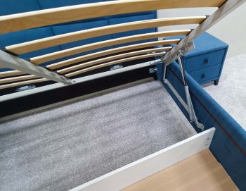 Кровать с подъемным механизмом Мега синий (Лин) в Нягани - nyagan.mebel-e96.ru
