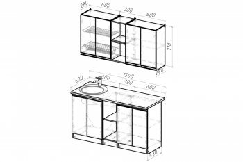 Кухонный гарнитур Адажио нормал 1500 мм (Герда) в Нягани - nyagan.mebel-e96.ru