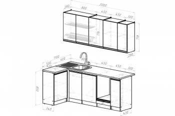 Кухонный гарнитур Адажио прайм 400 1100х2000 мм (Герда) в Нягани - nyagan.mebel-e96.ru