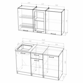 Кухонный гарнитур Алина медиум 1400 мм (Герда) в Нягани - nyagan.mebel-e96.ru