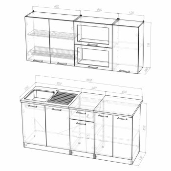 Кухонный гарнитур Алина макси 1800 мм (Герда) в Нягани - nyagan.mebel-e96.ru