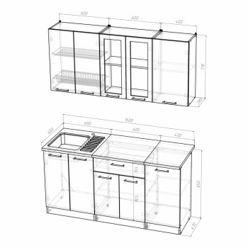 Кухонный гарнитур Алина стандарт 1600 мм (Герда) в Нягани - nyagan.mebel-e96.ru