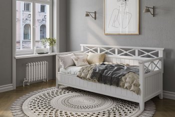 Кровать из массива Амелия белый античный (БМ) в Нягани - nyagan.mebel-e96.ru