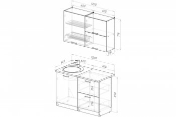 Кухонный гарнитур Антика лайт 1200 мм (Герда) в Нягани - nyagan.mebel-e96.ru