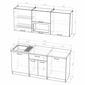 Кухонный гарнитур Арина макси 1800 мм  (Герда) в Нягани - nyagan.mebel-e96.ru