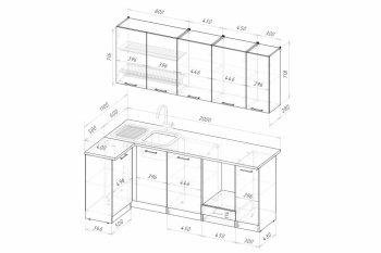 Кухонный гарнитур Асая прайм 400 1100х2000 мм (Герда) в Нягани - nyagan.mebel-e96.ru