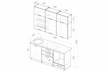 Кухонный гарнитур Асая макси 1800 мм (Герда) в Нягани - nyagan.mebel-e96.ru