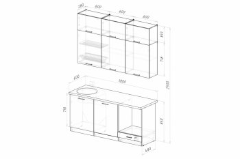 Кухонный гарнитур Асая макси 2 1800 мм ПМ (Герда) в Нягани - nyagan.mebel-e96.ru