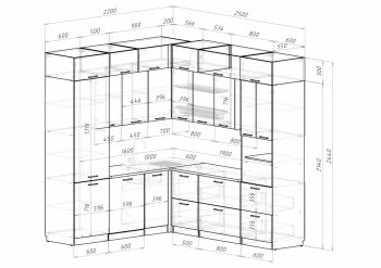 Кухонный гарнитур Асая гранд прайм 2200х2500 мм (Рерда) в Нягани - nyagan.mebel-e96.ru