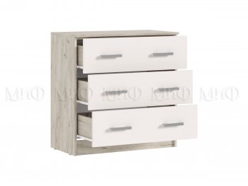 Комод 3 ящика Бася крафт/кашемир (Миф) в Нягани - nyagan.mebel-e96.ru
