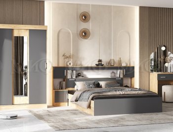 Спальный гарнитур Бася крафт/графит (Миф) в Нягани - nyagan.mebel-e96.ru
