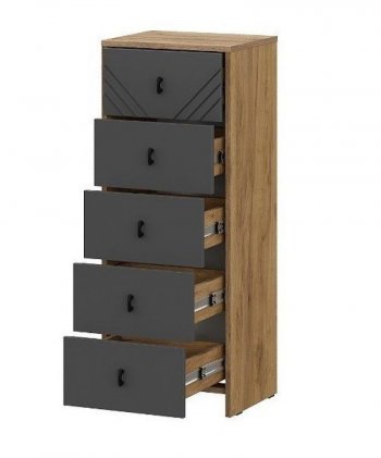 Комод (5 ящиков) Байкал Графит/Дуб золотой (СВ) в Нягани - nyagan.mebel-e96.ru