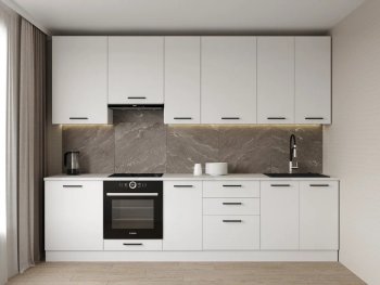 Кухонный гарнитур высокий Белый глянец 3000 мм МДФ (Санвут) в Нягани - nyagan.mebel-e96.ru