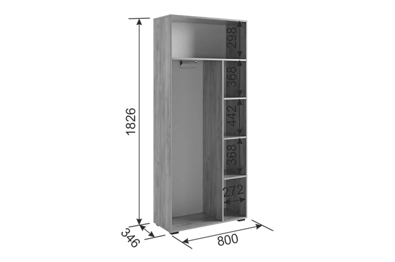 Шкаф 800 мм двухдверный Бери графит (Мебельсон) в Нягани - nyagan.mebel-e96.ru