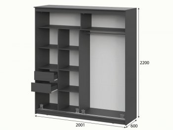Шкаф-купе №25 2000 мм Блэк ЛАЙТ графит (СВ) в Нягани - nyagan.mebel-e96.ru