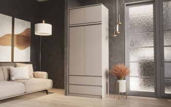 Шкаф Челси с антресолью 900 мм Кашемир (Миф) в Нягани - nyagan.mebel-e96.ru