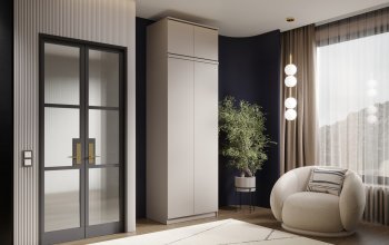 Шкаф 800 мм Челси двустворчатый с антресолью Кашемир (Миф) в Нягани - nyagan.mebel-e96.ru