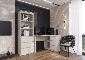 Письменный стол угловой + Стеллаж Челси кашемир (Миф) в Нягани - nyagan.mebel-e96.ru