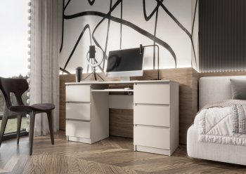 Письменный стол Челси 6 ящиков кашемир (Миф) в Нягани - nyagan.mebel-e96.ru