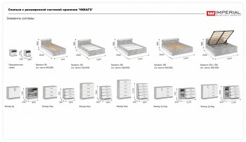 Спальный гарнитур Чикаго модульный, ателье светлый/белый (Имп) в Нягани - nyagan.mebel-e96.ru