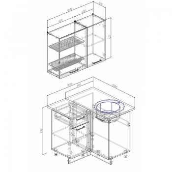 Кухонный гарнитур угловой Вегас 1000*1000 (Sanvut) в Нягани - nyagan.mebel-e96.ru