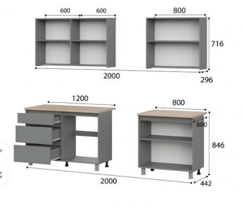 Кухонный гарнитур Денвер 2000 мм (СВ) в Нягани - nyagan.mebel-e96.ru