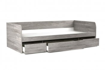 Кровать 900 с ящиками Денвер Риббек серый (СБК) в Нягани - nyagan.mebel-e96.ru