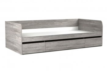 Кровать 900 с ящиками Денвер Риббек серый (СБК) в Нягани - nyagan.mebel-e96.ru