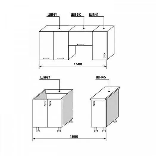 Кухонный гарнитур Диана-4У Лофт 1600 мм в Нягани - nyagan.mebel-e96.ru