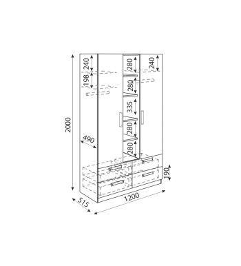 Шкаф 1200 Дуглас М02 (Риннер) в Нягани - nyagan.mebel-e96.ru