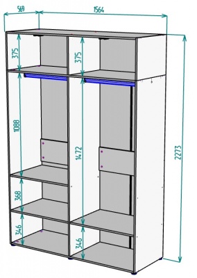 Шкаф 1564 мм Erik H313 + Антресоль HA4 (Графит) в Нягани - nyagan.mebel-e96.ru