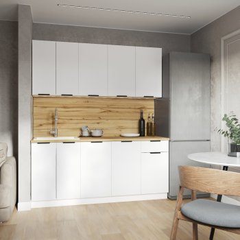 КУхонный гарнитур Эстетик 1800 мм белый (Сурская) в Нягани - nyagan.mebel-e96.ru