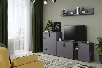 Стенка Эйр комп.1, графит (Моби) в Нягани - nyagan.mebel-e96.ru