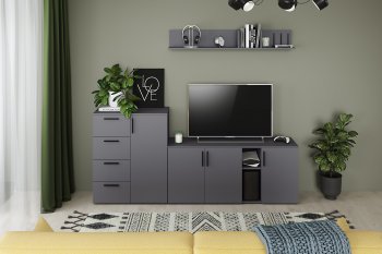 Стенка Эйр комп.1, графит (Моби) в Нягани - nyagan.mebel-e96.ru