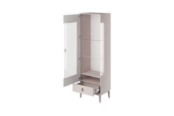 Шкаф-витрина, ШР-1 (левый) Фарго льняной (БМ) в Нягани - nyagan.mebel-e96.ru
