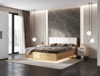 Кровать парящая Флэш крафт/белый (Миф) в Нягани - nyagan.mebel-e96.ru