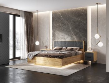 Кровать парящая Флэш крафт/графит(Миф) в Нягани - nyagan.mebel-e96.ru