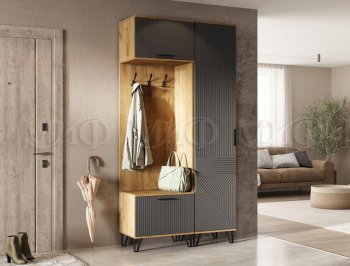 Прихожая Флэш крафт/графит модульная (Миф) в Нягани - nyagan.mebel-e96.ru