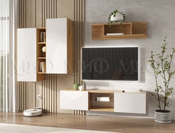 Стенка Флэш крафт/белый (Миф) в Нягани - nyagan.mebel-e96.ru